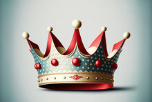 Illustration Of A Crown With A Red Ribbon With Polka Dots. Generative AI