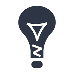 Wall Mural - stylish light bulb in exclamation mark shape, idea concept, black silhouette.