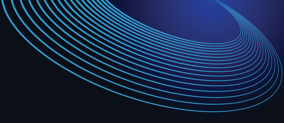 Aufkleber - Abstract background with blue dynamic lines to horizon in perspective.
