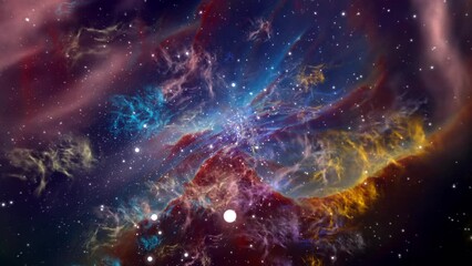 supernova birth. the big bang. flying through the stars. colorful nebulas