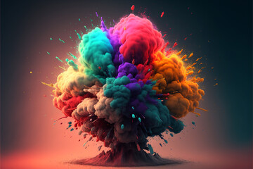 Wall Mural - abstract fantasy pigment rainbow colors explosion powder background,generative ai.