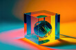 Glas Cube Abstrakt und Surreale Glaskunst Crystal Spectral Color Cover Backdrop Hintergrund Generative AI Digital ART Illustration 