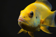 Detailed Image Of A Yellow Cichlid Fish From An Aquarium. Generative AI