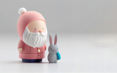 Sticker - Santa Claus toy, korean style. Imitation of clay. Christmas. Generative AI