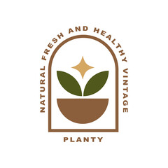 Wall Mural - Vintage plant botanical logo design vector illustration