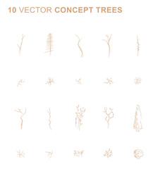Wall Mural - 10 Concept trees - Vector