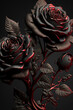Fresh beautiful balck and red color rose isolated on dark background, beautiful rose flower for valentine day wishes