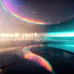 Wall Mural - Reflections and refractions all over the glass room, background design generated by abstract, exquisite, elegant, retro and detailed Ai