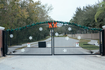 Sticker - Christmas decoration in front of a community