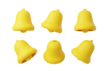 Wall Mural - 3d set of notification bell icon on white background. 3d snotification bell object isolated backgrou