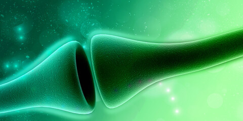 Wall Mural - synapse and neuron cells sending electrical chemical signals. 3d rendering