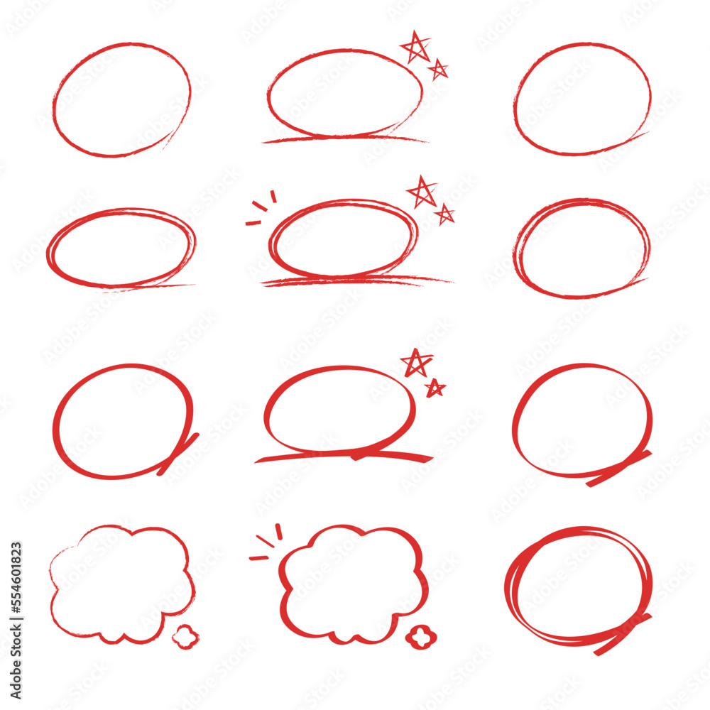 Collection hand drawn important sign. Set simple doodles isolated on ...
