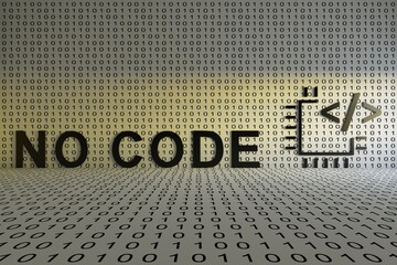no code concept text sunlight 3d illustration