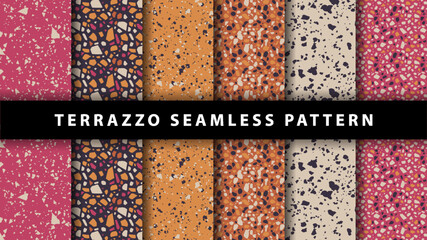 Wall Mural - set of terrazzo seamless patterns. terrazzo floor pattern. terrazzo seamless pattern. collection of 