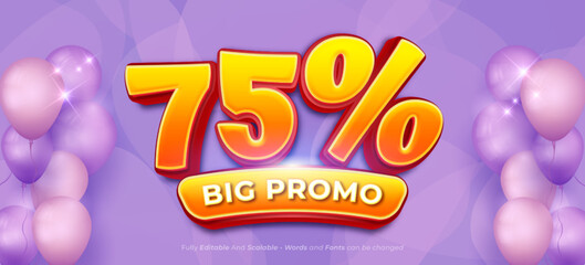 Wall Mural - 75% big promo flash sale design with editable number on gradient background