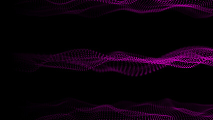 Wall Mural - Wave of dots and weave lines. Abstract background. Network connection structure. 3d rendering.