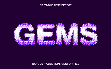 Canvas Print - gems editable text effect, lettering typography font style, glossy 3d text for tittle