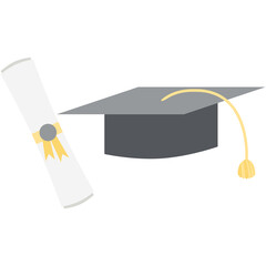 graduation hat with diploma certificate roll