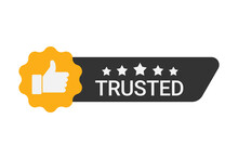 Trusted Label With Five Stars And Thumbs Up