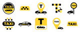 Fototapeta  - Set of taxi service vector signs. Yellow-black taxi icon. Vector 10 Eps.