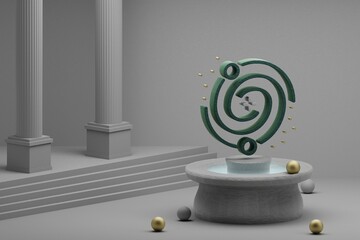 Poster - Beautiful abstract illustrations Galaxy and start symbol icon on a fountain and column background. 3d rendering illustration. Background pattern for design. Space exploration.