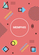 Memphis design elements on red background. Retro funky graphic, 90s trends designs and vintage geometric print illustration element. Memphis vector cover.