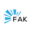 FAK letter logo. FAK blue image on white background and black letter. FAK technology  Monogram logo design for entrepreneur and business. FAK best icon.
