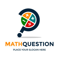 Math question vector logo template. This design use calc symbol. Suitable for learn, education, business or quiz.