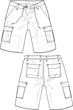 MEN AND BOYS WEAR BOTTOMS SHORTS FRONT AND BACK FLAT DESIGN VECTOR