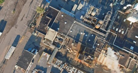 Wall Mural - Various views of chemical industry production zone from air, with tanks for storage of materials and equipment an industrial zone.