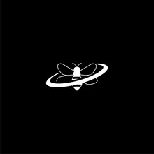 Bee Circle Logo Icon Isolated On Dark Background