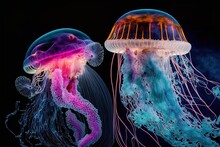 Animals In The Sea That Resemble Jellyfish Vibrant Jellies. Generative AI