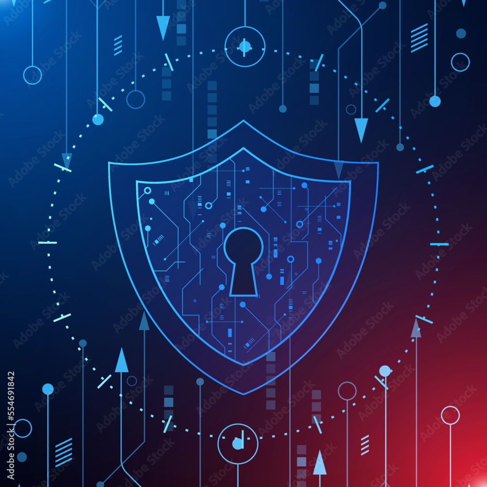 Cyber security technology concept , Shield With Keyhole icon with world ...