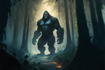 Wall Mural - bigfoot sasquatch monster concept art