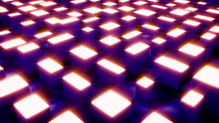 Wall Mural - dark blue and pink bg of geometry cubes - cg - abstract 3d rendering