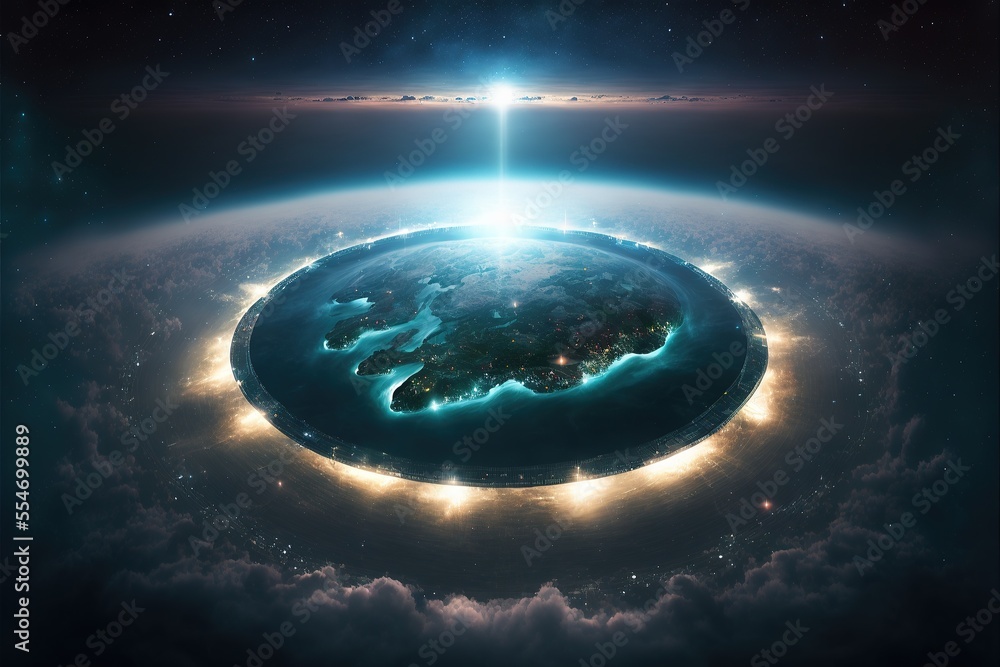 The shape of the earth. Sci-fi background with planet and abstract ...