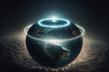 the shape of the earth. sci-fi background with planet and abstract universe, earth map. fantasy, fla