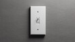 White light switch with one button in the on grey wall. 3D render