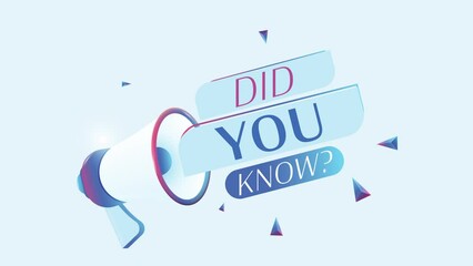 Poster - Did you know text with 3d realistic megaphone animation. Megaphone sign banner for promo video. 4K animation