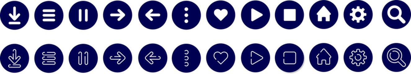 Wall Mural - vector icons set on transparent background. ui icons. for mobile, web, social media, business. png i