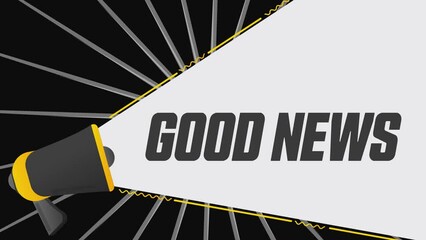 Leinwandbilder - Good news. Megaphone in promotion banner. Advertising, marketing speech. 4K video animation