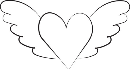 Wall Mural - doodle heart sketch ,contour on white background isolated vector