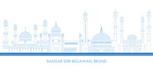Outline Skyline Panorama Of City Of Bandar Seri Begawan, Brunei - Vector Illustration