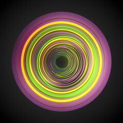 Aufkleber - Abstract multicolored pattern of circles on dark background. 3d rendering digital illustration