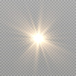 © David - Light, sun on an isolated transparent background. The rays of the sun png. Light png. Sunrise Sunset. Flash Light. Vector illustration.