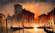 Venice city watercolor card