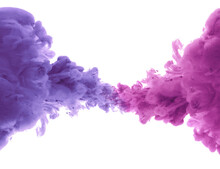 Ink Violet And Lilac Color Smoke Blot On Png Transparent Abstract Background.