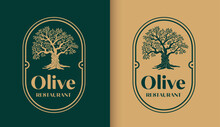 Olive Tree Vintage Silhoutte Logo Design Vector