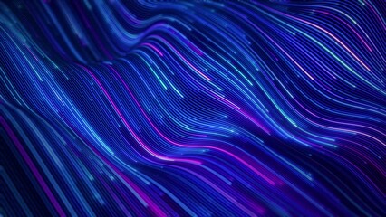 Wall Mural - futuristic stream of neon rays. particle trails background. communication and technology concept. se