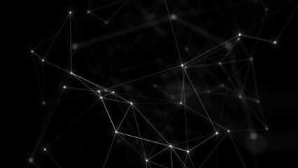 Abstract technology background from animated lines and dots. Looping seamless space geometrical backdrop